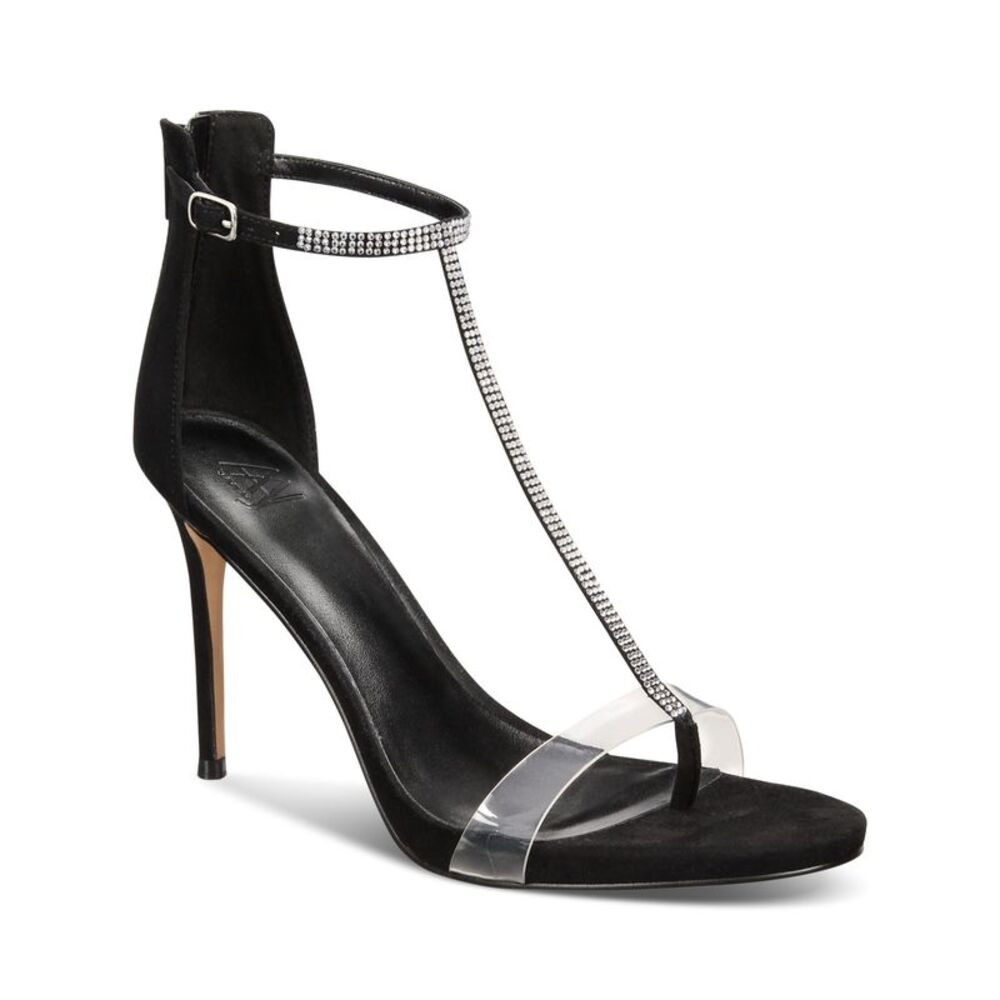 AAJ BY AMINAH Womens Black Ankle Aniya Open Toe Stiletto Heeled Sandal 11 M